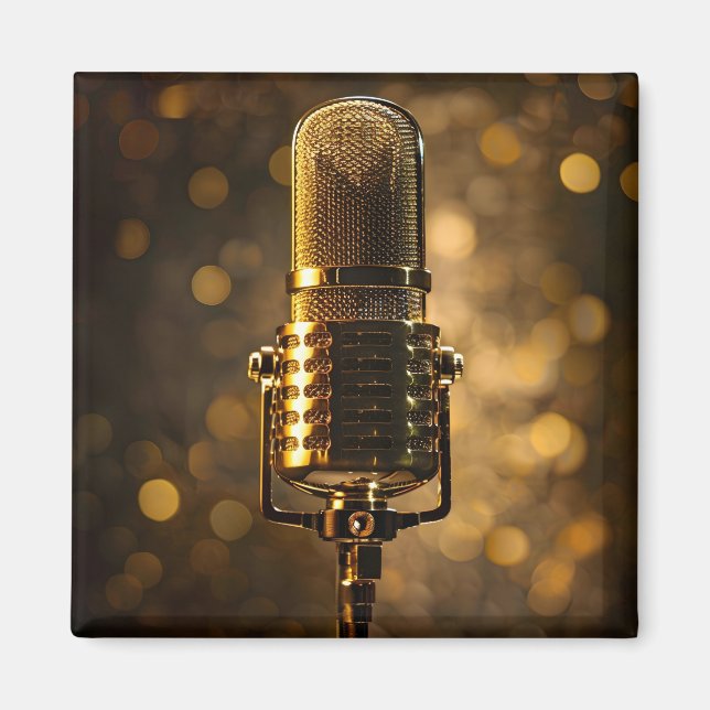 Vintage gold microphone magnet (Front)