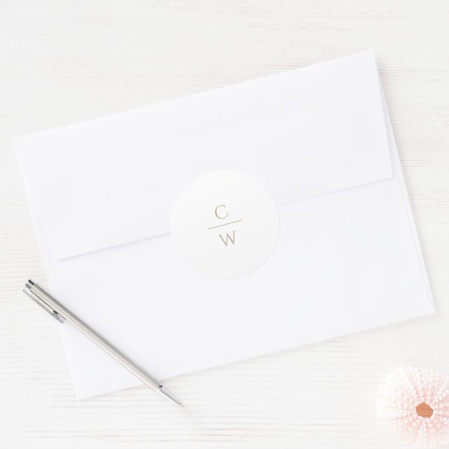 Vintage Gold Monogram Classic Modern Wedding Round Sticker (Envelope)
