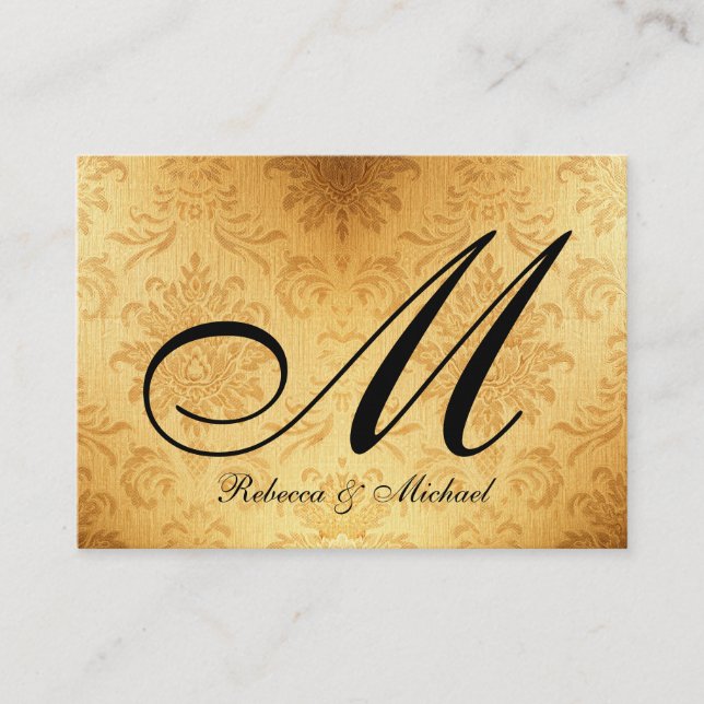 Vintage Gold Monogram RSVP Card (Front)