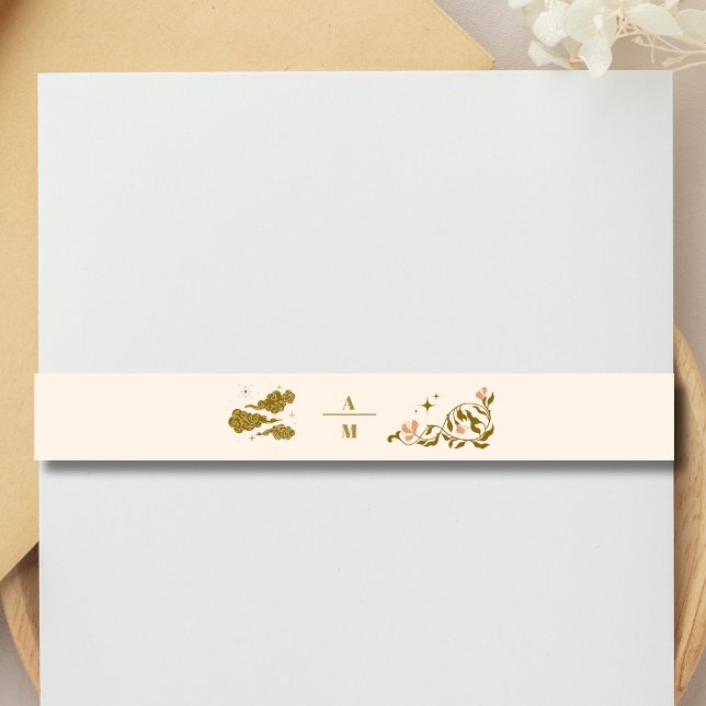 Vintage Gold Mystical Botanical Wedding Invitation Belly Band (Creator Uploaded)