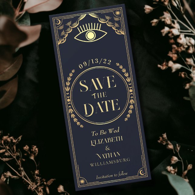 Vintage Gold Mystical Tarot Card Save the Date (Creator Uploaded)