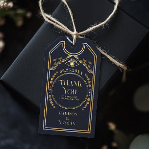 Vintage Gold Navy Tarot Gothic Wedding Thank You Gift Tags