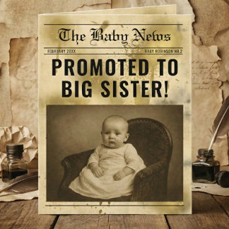 vintage gold Newspaper Pregnancy Announcement