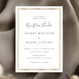 Vintage Gold Ornament Nuestra Boda Spanish Wedding Invitation