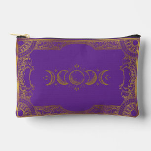 Vintage Gold Ornate Celestial Moon Phases Accessory Pouch