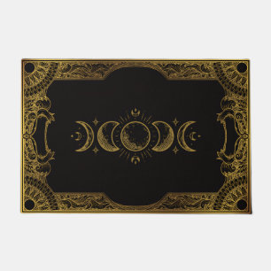 Vintage Gold Ornate Celestial Moon Phases Doormat