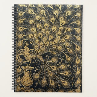 Vintage Gold Peacock Luxury Spiral Notebook Journa Planner