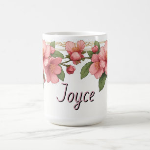 Vintage Gold Pink Floral Border Frame Coffee Mug