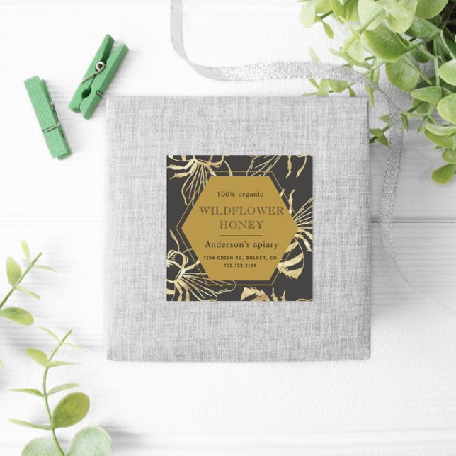 Vintage Gold Queen Bee Honey Jar Label (Creator Uploaded)