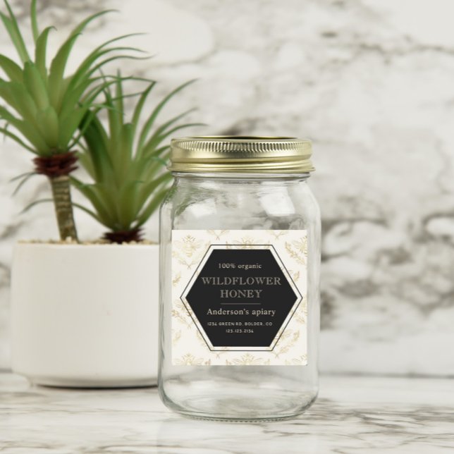 Vintage Gold Queen Bee Honey Jar Label (Creator Uploaded)
