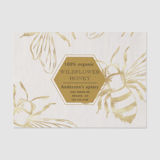 vintage gold queen been apiary monogram tissue paper (Front)