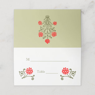Vintage Gold Red Floral Etching Place Cards