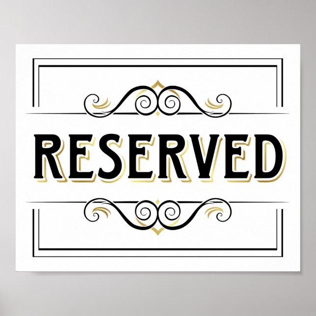 Vintage Gold RESERVED Sign Print (Front)