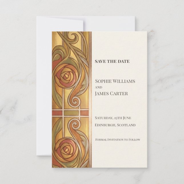 Vintage Gold Rose Save The Date (Front)
