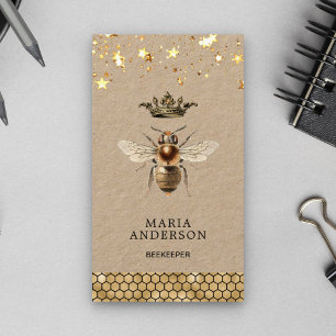 Vintage Gold Royal Queen Bee Beekeeper Kraft Business Card