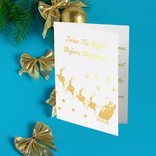 Vintage Gold Santa Reindeer Foil Card
