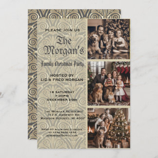Vintage Gold & Sepia Family Christmas Party Holiday Card
