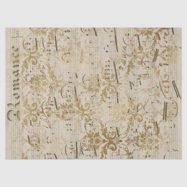 Vintage Gold Sheet Music Tissue Paper (Front)