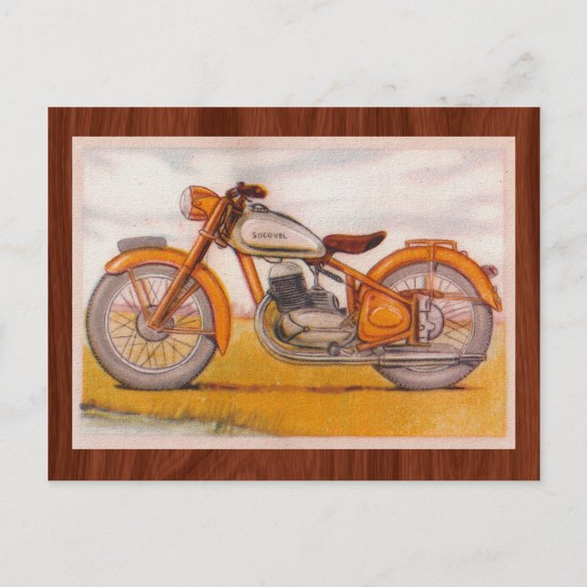 Vintage Gold Socovel Motorcycle Print Postcard (Front)