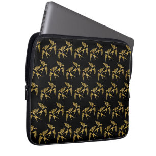 Vintage Gold Swallows Pattern  Laptop Sleeve