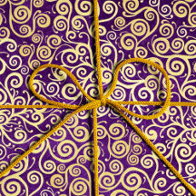  Vintage Gold Swirls Pattern Chic Purple Aubergine