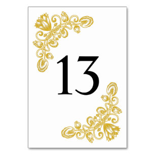 Vintage Gold Table 13 Table Number