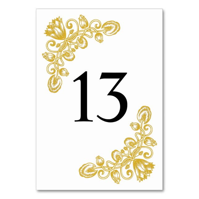 Vintage Gold Table 13 Table Number (Front)