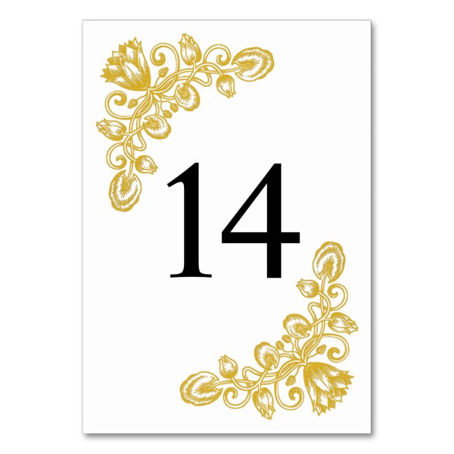 Vintage Gold Table 14 Table Number (Front)