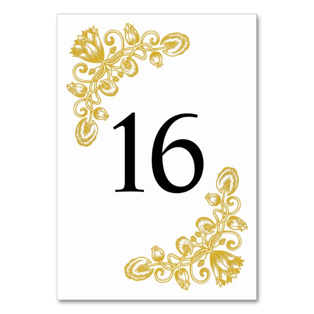 Vintage Gold Table 16 Number (Front)