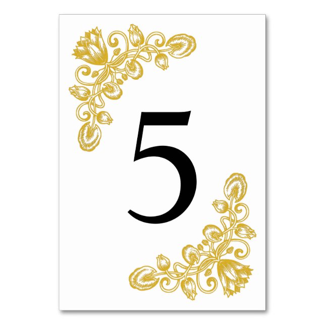 Vintage Gold Table 5 Number (Front)