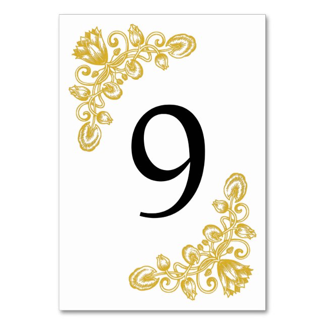 Vintage Gold Table 9 Table Number (Front)