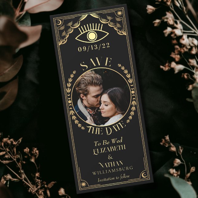 Vintage Gold Tarot Card Photo Save the Date (Creator Uploaded)