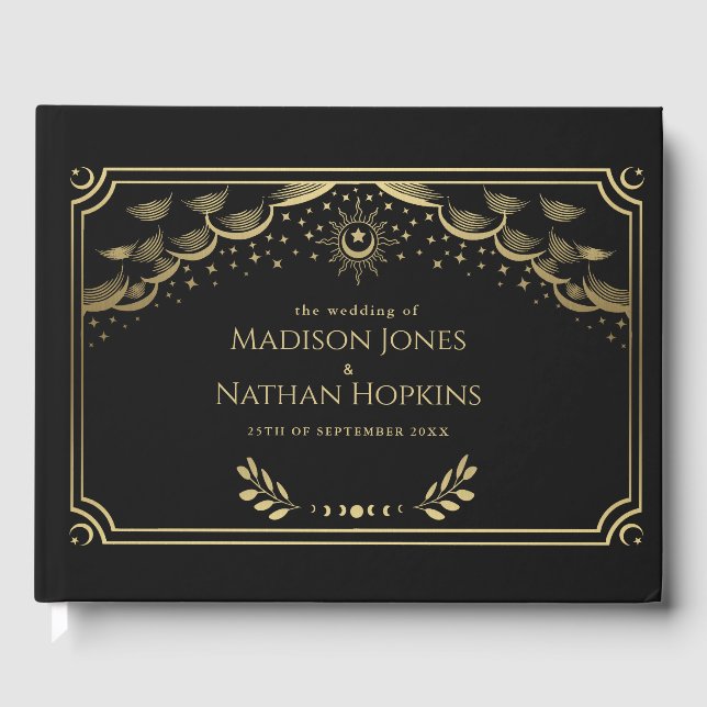 Vintage Gold Tarot Card Wedding Guest Book (Front)