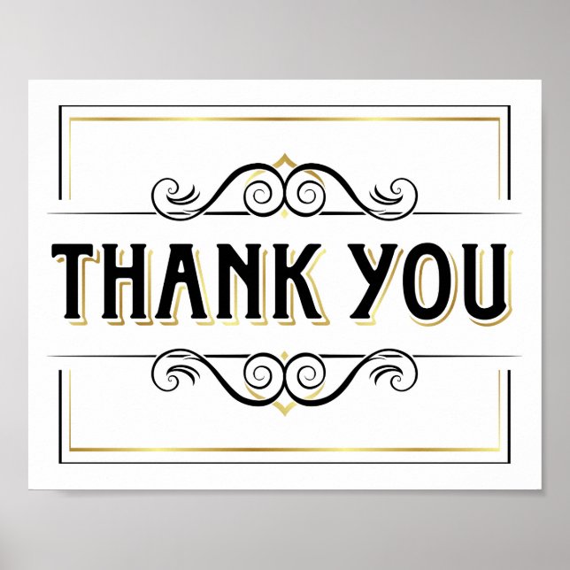 Vintage Gold THANK YOU Sign Print (Front)
