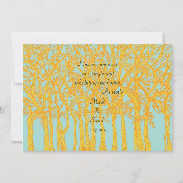 Vintage Gold Trees Wedding Invitation (Front)