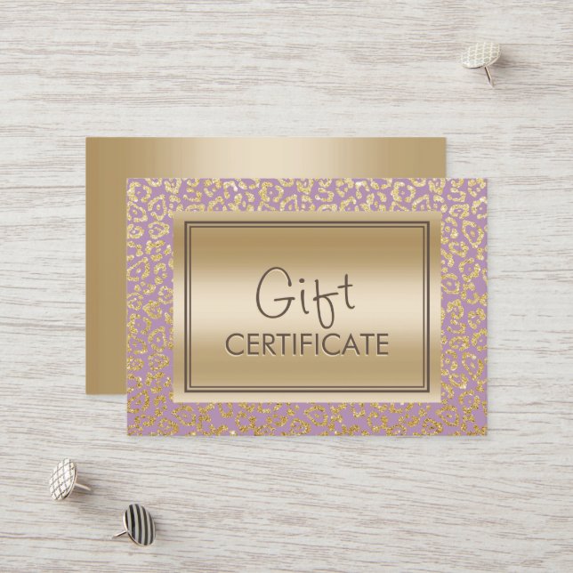 Vintage Gold & Violet Leopard Gift Certificates (Front/Back In Situ)
