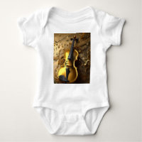 Vintage Gold Violin On Gold Musical Cords,