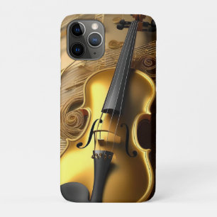 Vintage Gold Violin On Gold Musical Cords, Case-Mate iPhone Case