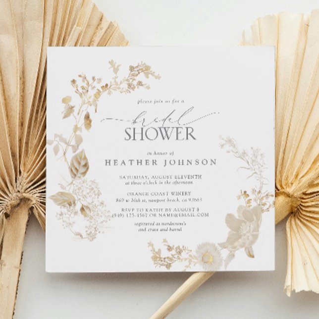 Vintage Gold Wildflower Floral Bridal Shower Invitation (Bridal Shower Invitation!)