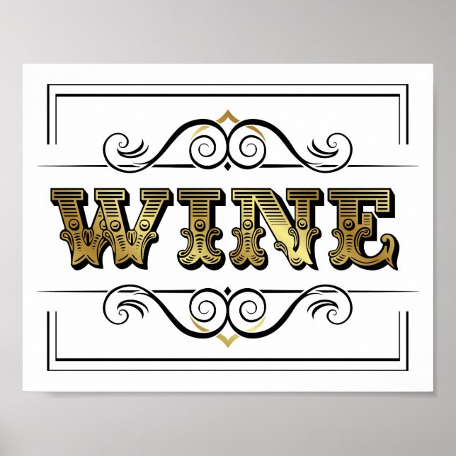 Vintage Gold WINE Sign Print (Front)