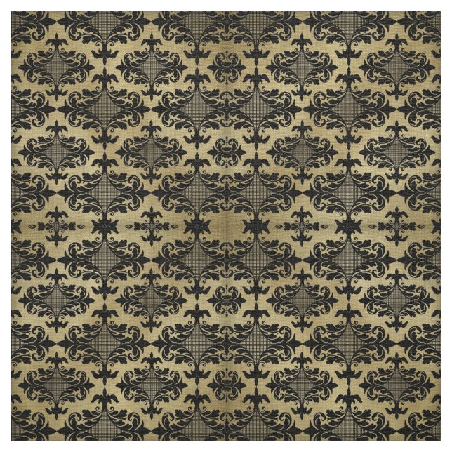 Vintage Gold with Black Damask Fabric (Swatch)