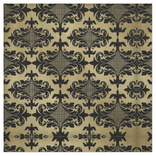 Vintage Gold with Black Damask Fabric