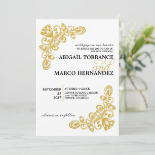 Vintage Gold with Details Wedding Invitation