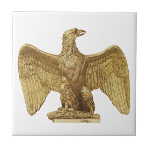 Vintage Golden American Eagle Patriotic Art Tile