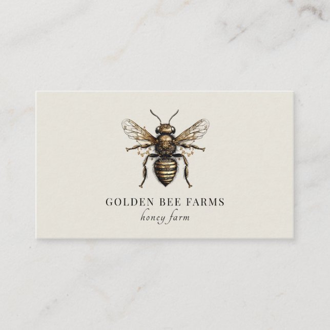 Vintage Golden Bee Honeybee Beekeeper Apiary Business Card (Front)