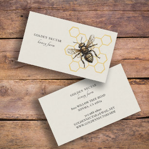 Vintage Golden Bee Logo Honeybee Beekeeper Business Card