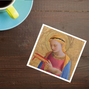 Vintage Golden Christian Holy Figure Napkin