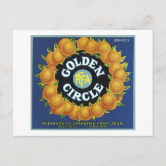 Vintage Golden Circle Fruit Crate Label Postcard