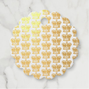 Vintage Golden Crowns Brush Script Favour Tags