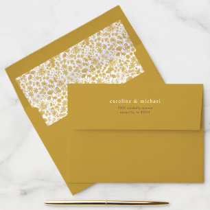 Vintage Golden Ditzy Floral Return Address Envelope